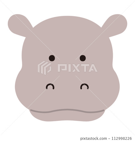 可愛河馬臉的向量圖。圖示、動物 112998226