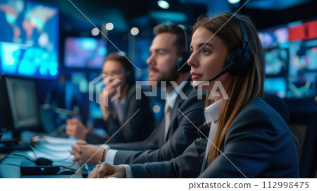 News Anchors Preparing for Live Broadcast News Anchors Preparing for Live Broadcast 112998475