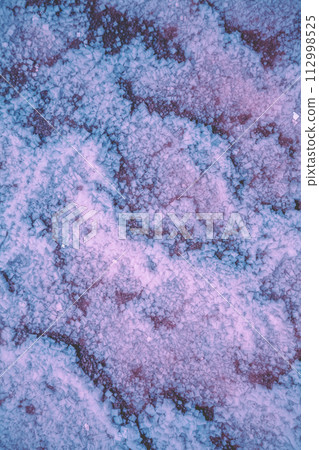 Abstract texture of the Dead sea salty shore. Salt crystals nature background in blue-purple color 112998525