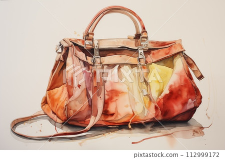 watercolor of bag by Generative AI 112999172