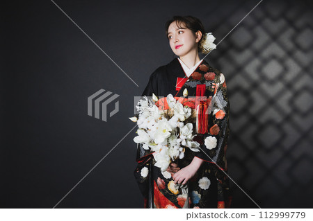 黑色長袖和服,黑色長袖和服,新娘服裝 112999779