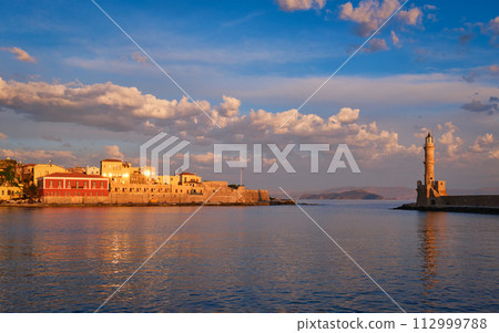 Picturesque old port of Chania, Crete island. Greece Picturesque old port of Chania, Crete island. Greece 112999788