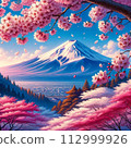 櫻花和富士山 112999926