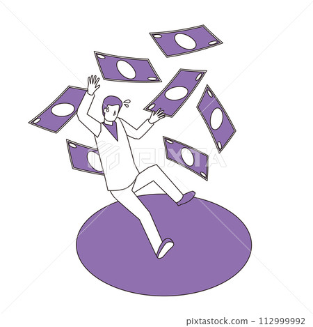 Image illustration of a man having trouble repaying his debts 112999992