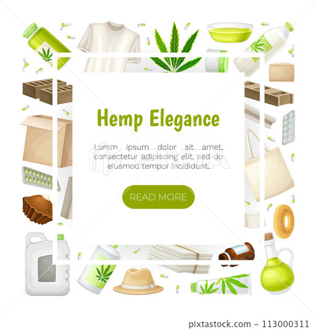 Hemp Production and Object Banner Design Vector Template Hemp Production and Object Banner Design Vector Template 113000311