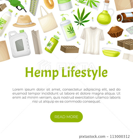 Hemp Production and Object Banner Design Vector Template Hemp Production and Object Banner Design Vector Template 113000312