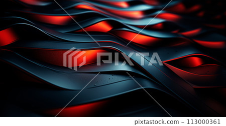 Abstract black futuristic background, panoramic texture - AI generated image 113000361