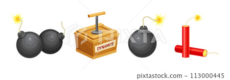 Dynamite and Explosives Object as Detonating Device Vector Set Dynamite and Explosives Object as Detonating Device Vector Set 113000445