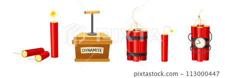 Dynamite and Explosives Object as Detonating Device Vector Set Dynamite and Explosives Object as Detonating Device Vector Set 113000447