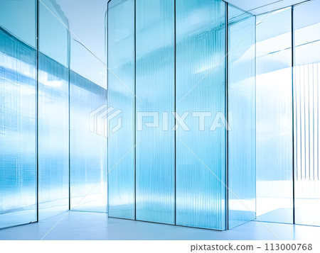 Glass wall background illuminated with bright light. 113000768
