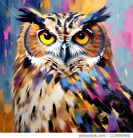 Owl bird colorful art painting. Owl bird colorful art painting. 113000900