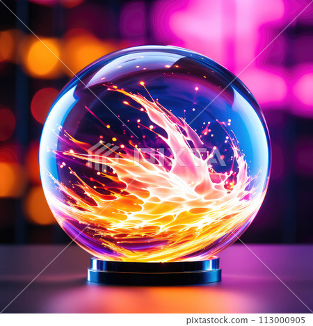 Plasma globe lamp. Modern interior decor, science toy for children. 113000905