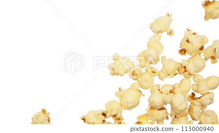 isolated popcorn on white background 113000940