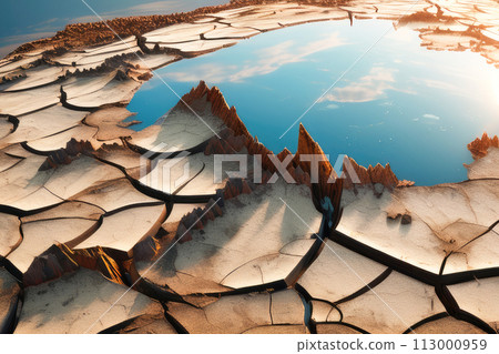Cracked dry surface of the Earth turned into a desert. Global warming, save water concept. 113000959