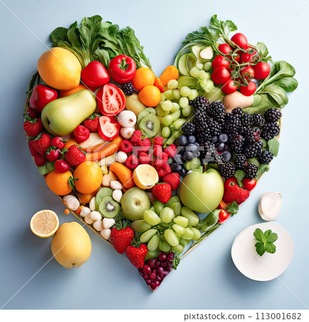 Heart symbol of fresh vegetables. Healthy food, diet concept. 113001682
