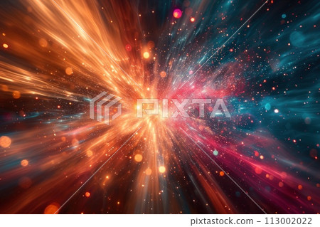 Abstract show of colors and light: waves and blurred lights on background 113002022