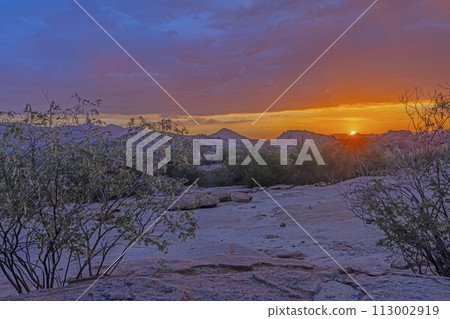 Panoramic picture of Damaraland in Namibia during sunset Panoramic picture of Damaraland in Namibia during sunset 113002919