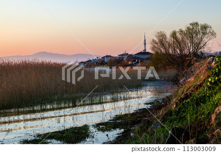 Golyaka village  silhouette reflection in water 113003009