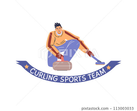 Curling player in action vector illustration 113003033