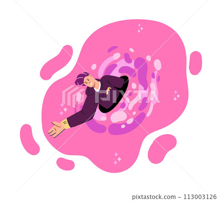 A character in a pink quantum teleportation portal. A character in a pink quantum teleportation portal. 113003126