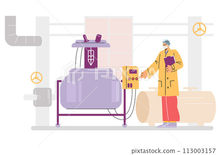 Production of skin care products. Factory vector illustration. Production of skin care products. Factory vector illustration. 113003157