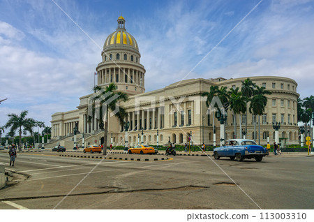 Capitol and retro cars in Havana, the capital of Cuba Capitol and retro cars in Havana, the capital of Cuba 113003310