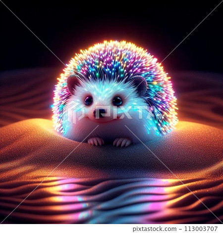 Hedgehog shining on the sand 113003707