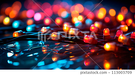 Small bright light bulbs, micro diodes - AI generated image 113003709