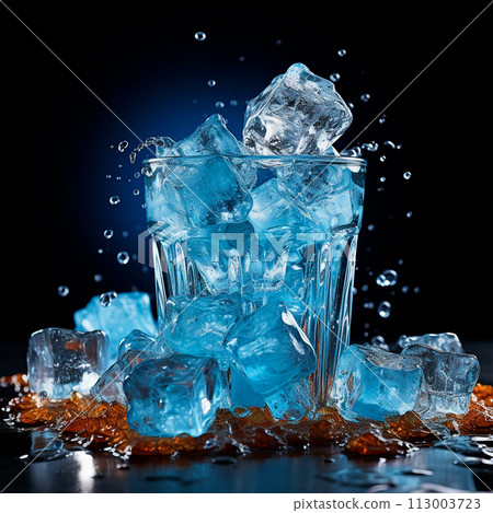 Pieces of edible ice on a black background - AI generated image 113003723
