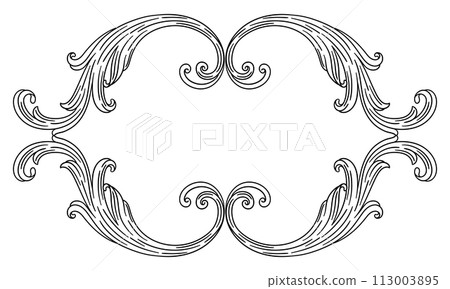 Floral frame in baroque style. Decorative curling plant. 113003895