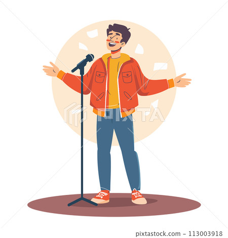 Man performing on stage with stand-up 113003918