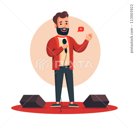 Man performing on stage with stand-up 113003922