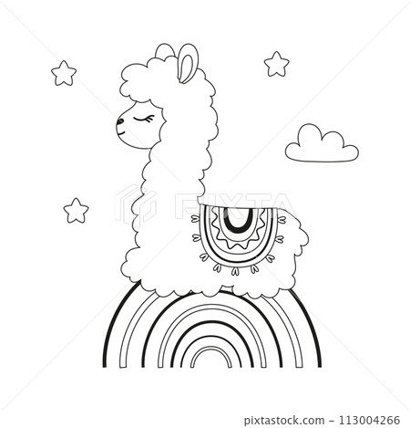 card with llama and rainbow 113004266
