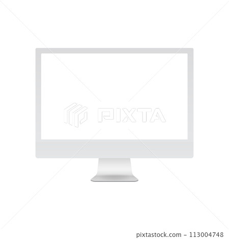 White computer monitor mockup with blank screen - front view. Vecto White computer monitor mockup with blank screen - front view. Vecto 113004748