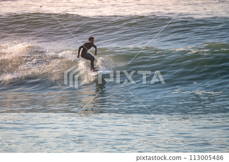 Young surfer enjoying waves 113005486
