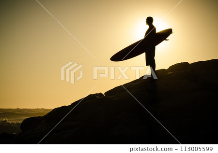 Surfer watching the waves 113005599