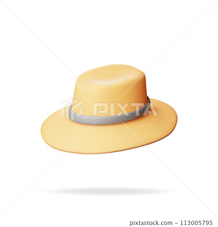 3d Unisex Straw Hat Isolated on White 3d Unisex Straw Hat Isolated on White 113005795