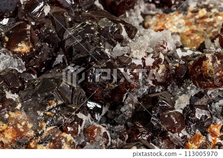 Macro stone mineral Sphalerite on a white background 113005970
