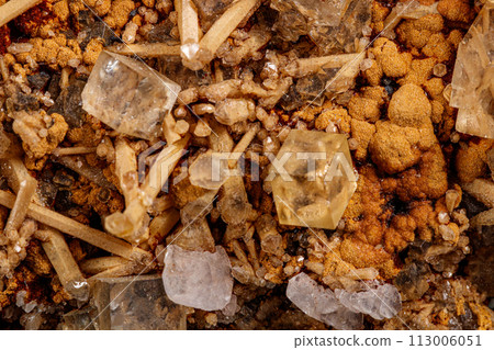 Macro stone mineral Fluorite on a black background 113006051