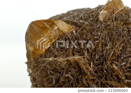 Macro stone Apatite mineral on white background Macro stone Apatite mineral on white background 113006065