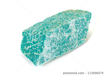 Macro of mineral stone amazonite on white background 113006074