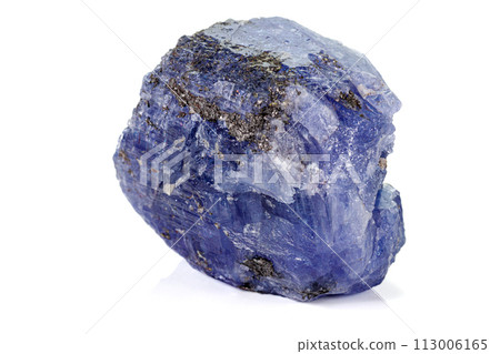 Macro blue tourmaline mineral stone on white background Macro blue tourmaline mineral stone on white background 113006165