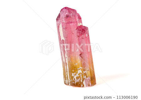 Macro tourmaline mineral stone on white background Macro tourmaline mineral stone on white background 113006190