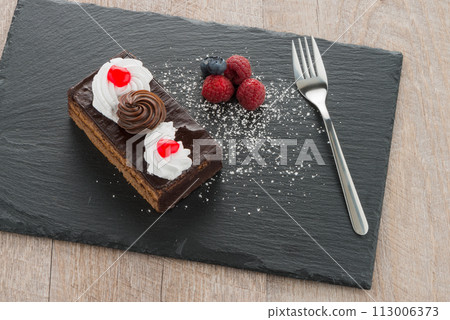 Piece of chocolate cake Piece of chocolate cake 113006373