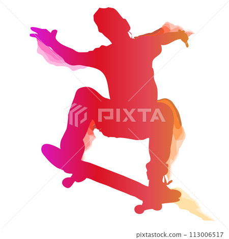 Skateboarder performing a trick 113006517