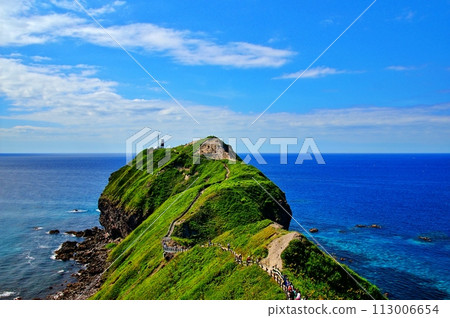 Spectacular view of Cape Kamui, Shakotan Peninsula, Hokkaido in summer Spectacular view of Cape Kamui, Shakotan Peninsula, Hokkaido in summer 113006654