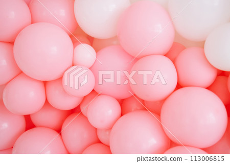 Pink balloons, bunny balloon, pink bubbles beautiful birthday texture Pink balloons, bunny balloon, pink bubbles beautiful birthday texture 113006815