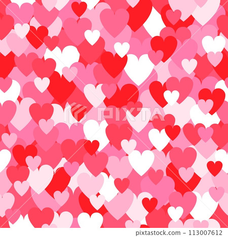 Pink and red hearts seamless pattern. Decorative Vector texture Valentines Day 113007612