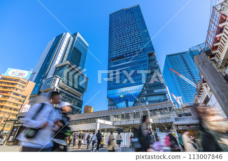 Japan's Tokyo cityscape A steel frame has finally been extended to the side of Shibuya Station on the Ginza Line... "Prelude" to the future city of Shibuya = March 27th 113007846
