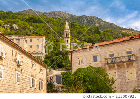 Bell tower of the Church in Perast. Montenegro 113007925